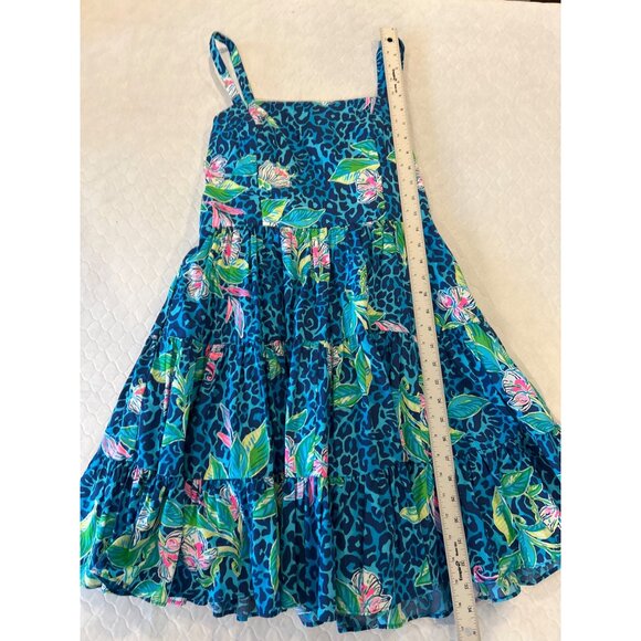 Lilly Pulitzer Women's Blue Floral Tropical Leopard Print Fit & Flare Sundress 4 - Picture 9 of 12